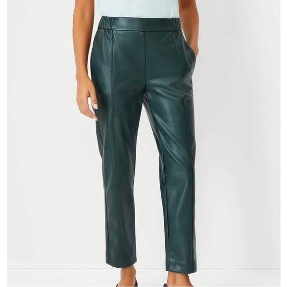 NWT Ann Taylor Petite The Faux Leather High Waist Ankle Pant - Picture 2 of 8